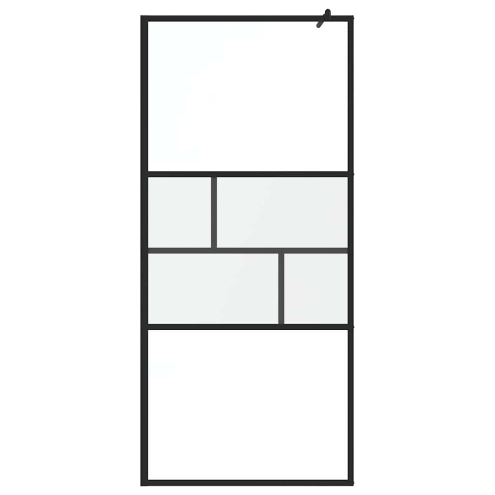 Produktbild för Walk-in Duschvägg Svart 90 x 195 x 0,5 cm Glas och Aluminium