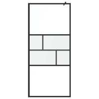 Produktbild för Walk-in Duschvägg Svart 90 x 195 x 0,5 cm Glas och Aluminium