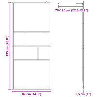 Produktbild för Walk-in Duschvägg Svart 90 x 195 x 0,5 cm Glas och Aluminium