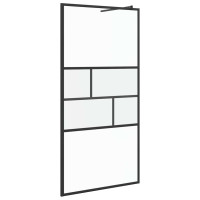 Produktbild för Walk-in Duschvägg Svart 100 x 195 x 0,5 cm Glas och Aluminium