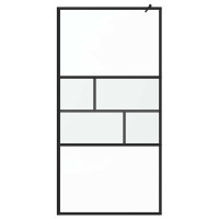 Produktbild för Walk-in Duschvägg Svart 100 x 195 x 0,5 cm Glas och Aluminium