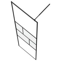 Produktbild för Walk-in Duschvägg Svart 100 x 195 x 0,5 cm Glas och Aluminium