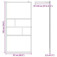 Produktbild för Walk-in Duschvägg Svart 100 x 195 x 0,5 cm Glas och Aluminium