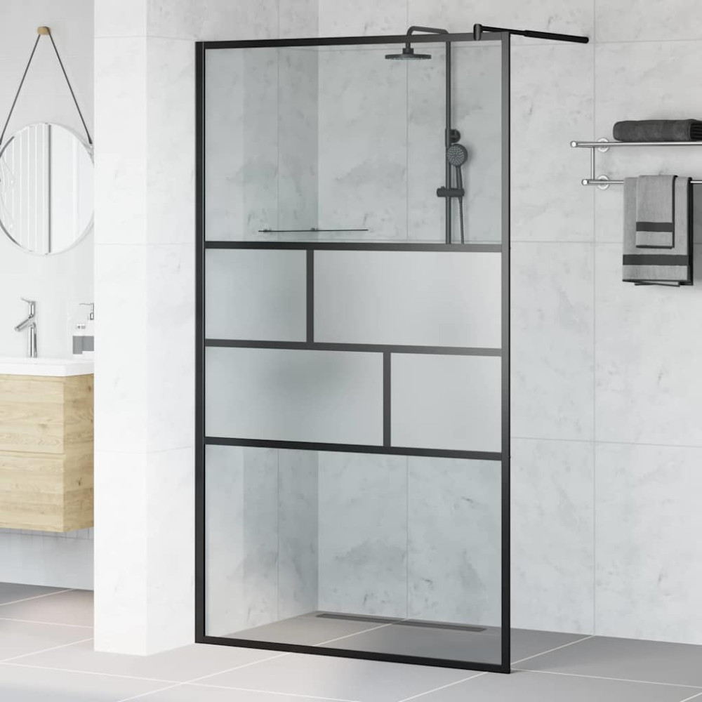 Produktbild för Walk-in Duschvägg Svart 115 x 195 x 0,5 cm Glas och Aluminium