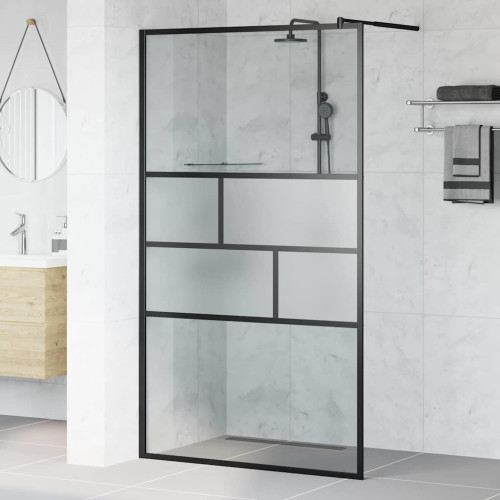 vidaXL Walk-in Duschvägg Svart 115 x 195 x 0,5 cm Glas och Aluminium