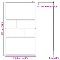 Produktbild för Walk-in Duschvägg Svart 115 x 195 x 0,5 cm Glas och Aluminium