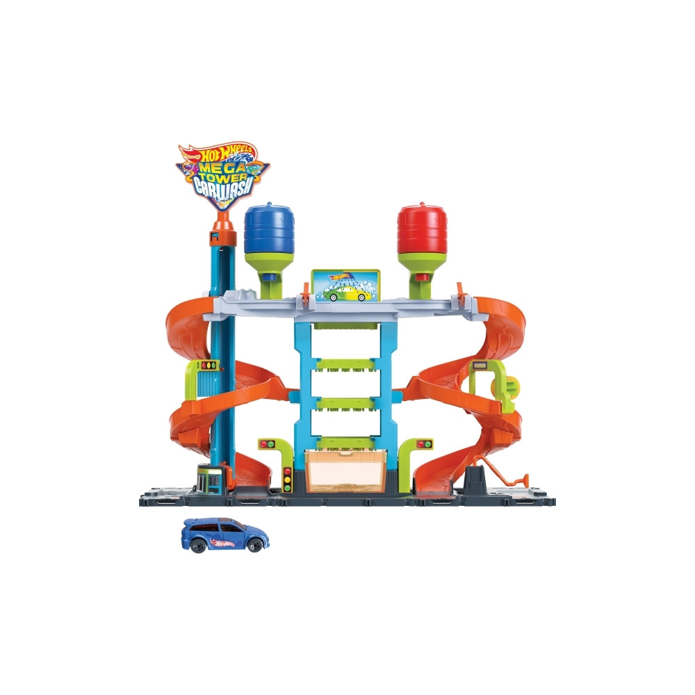 Produktbild för Hot Wheels City Mega-biltvätt med 1 Color Shifters-bil, leks...