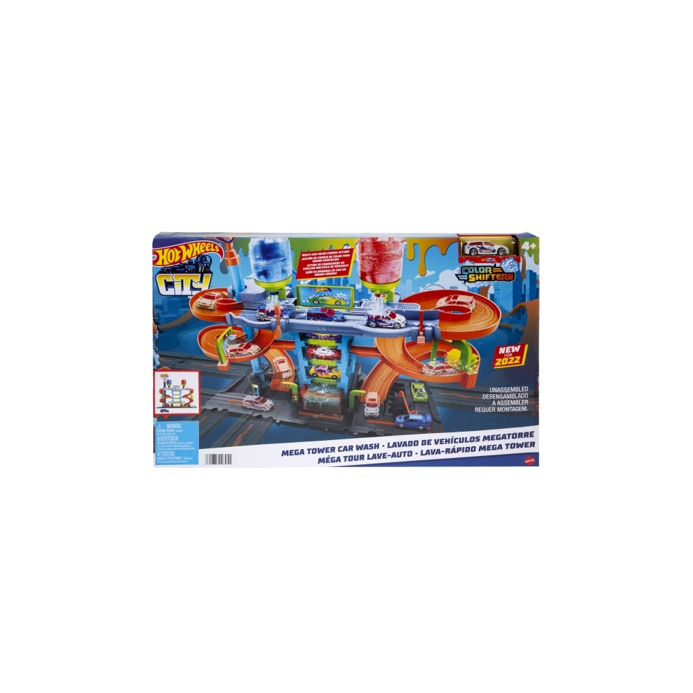 Produktbild för Hot Wheels City Mega-biltvätt med 1 Color Shifters-bil, leks...