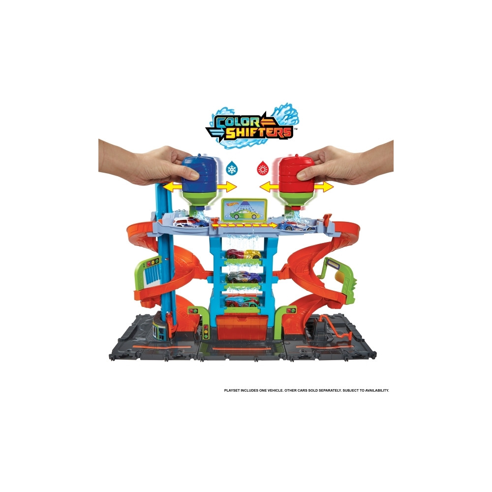Produktbild för Hot Wheels City Mega-biltvätt med 1 Color Shifters-bil, leks...