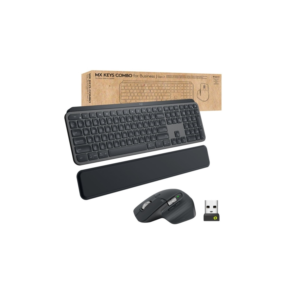 Produktbild för Logitech MX Keys Combo for Business - sats med tangentbord och mus - QWERTY - brittisk - grafit Inmatningsenhet