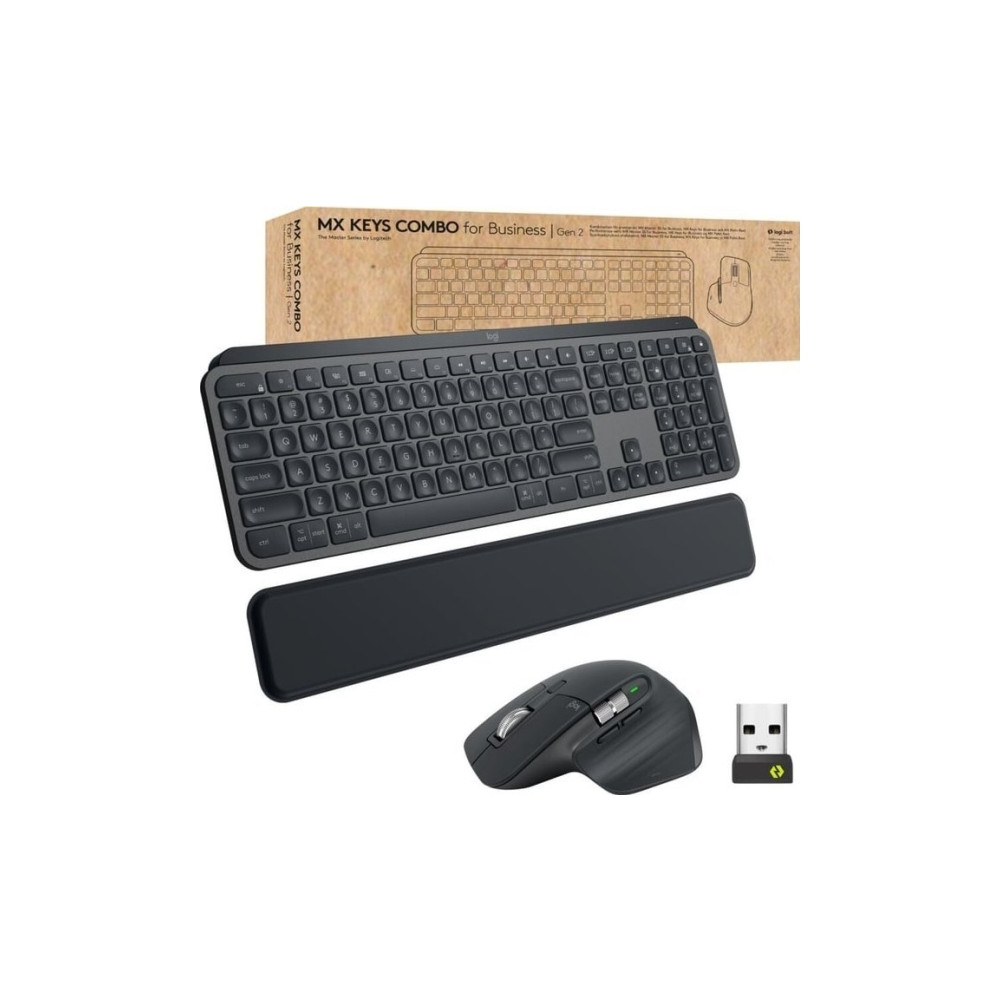 Produktbild för Logitech MX Keys Combo for Business - sats med tangentbord och mus - QWERTY - brittisk - grafit Inmatningsenhet