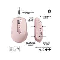 Produktbild för Logitech MX Anywhere 3S - mus - Bluetooth - rosa