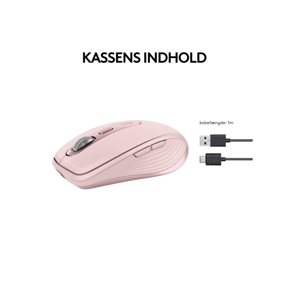 Produktbild för Logitech MX Anywhere 3S - mus - Bluetooth - rosa