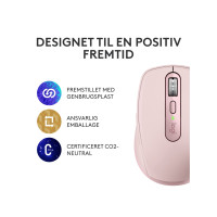 Produktbild för Logitech MX Anywhere 3S - mus - Bluetooth - rosa