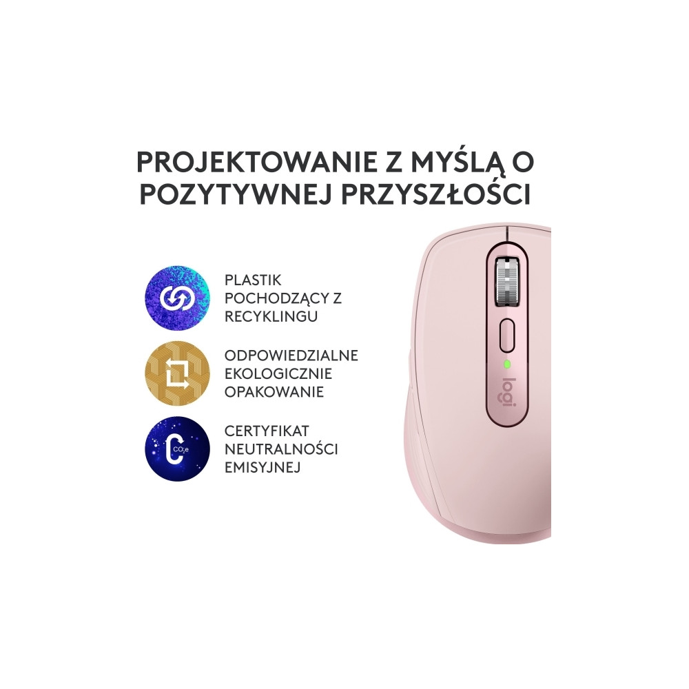 Produktbild för Logitech MX Anywhere 3S - mus - Bluetooth - rosa