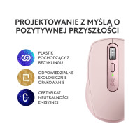Produktbild för Logitech MX Anywhere 3S - mus - Bluetooth - rosa
