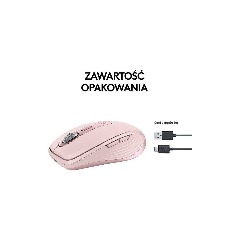 Produktbild för Logitech MX Anywhere 3S - mus - Bluetooth - rosa