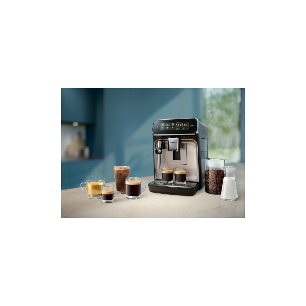 Produktbild för Philips 3300 series EP3321 - automatisk kaffekokare med mjölkskummare - 15 bar - svart lack