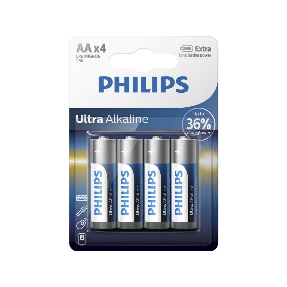 Produktbild för Philips ExtremeLife+ LR6E4B batteri - 4 x AA-typ - alkaliskt
