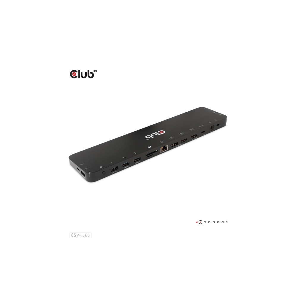 Produktbild för Club 3D - dockningsstation - USB-C - 2 x HDMI, DP - 1GbE