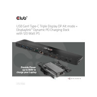Produktbild för Club 3D - dockningsstation - USB-C - 2 x HDMI, DP - 1GbE