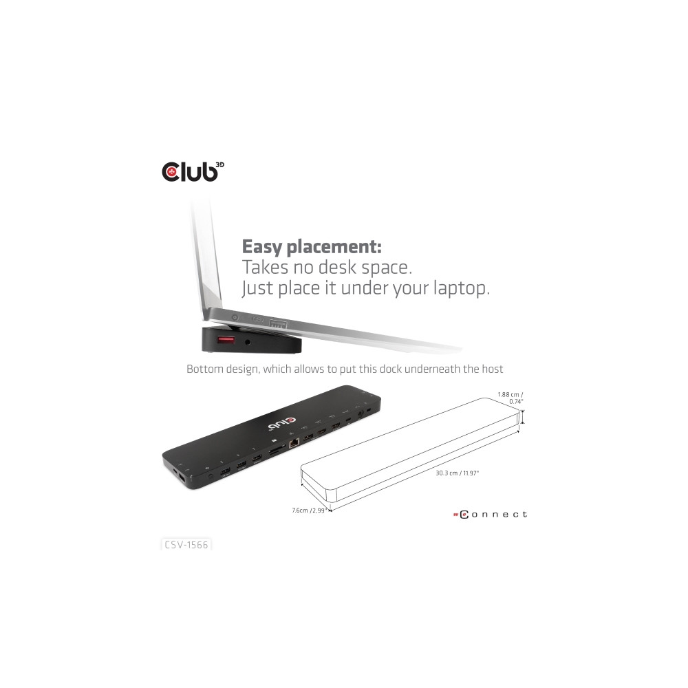 Produktbild för Club 3D - dockningsstation - USB-C - 2 x HDMI, DP - 1GbE