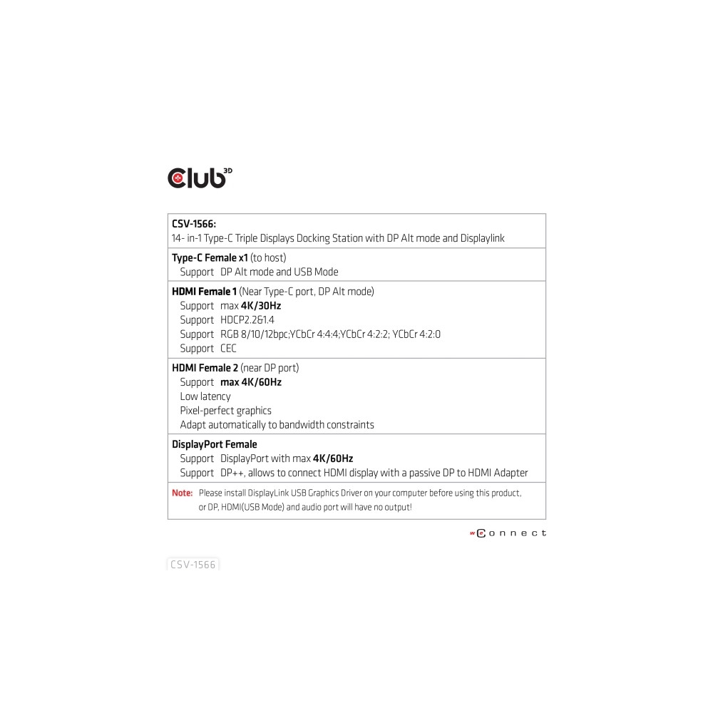 Produktbild för Club 3D - dockningsstation - USB-C - 2 x HDMI, DP - 1GbE