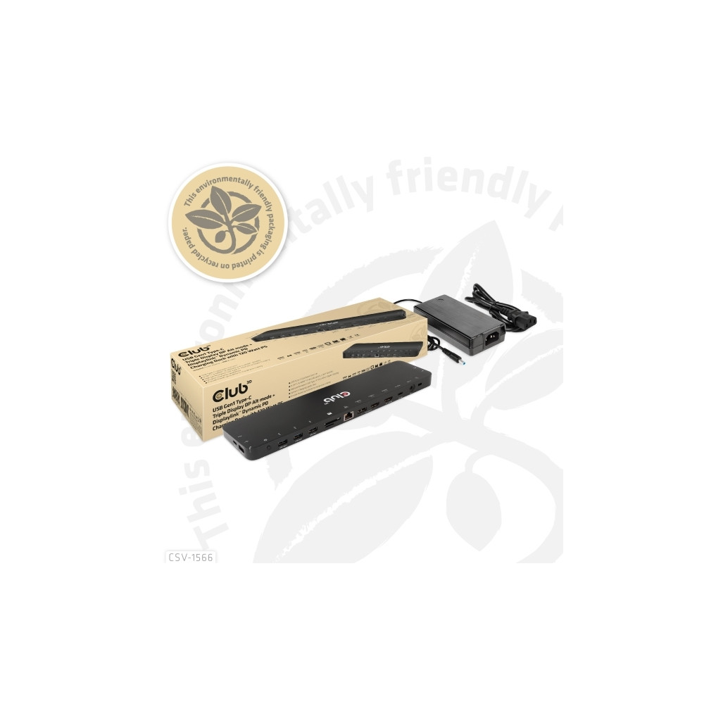 Produktbild för Club 3D - dockningsstation - USB-C - 2 x HDMI, DP - 1GbE