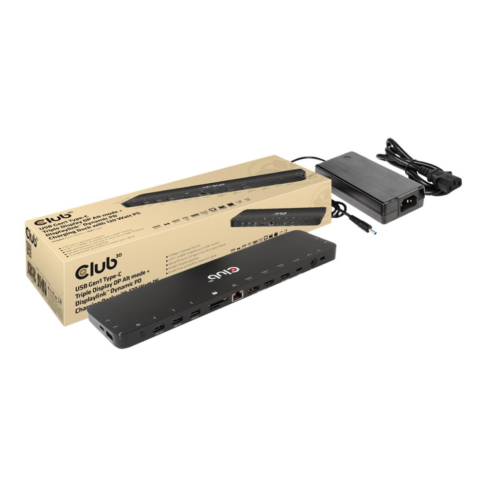 Produktbild för Club 3D - dockningsstation - USB-C - 2 x HDMI, DP - 1GbE