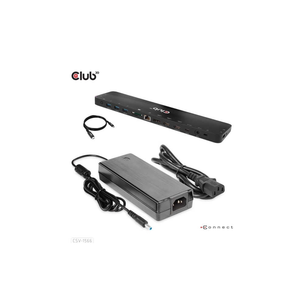 Produktbild för Club 3D - dockningsstation - USB-C - 2 x HDMI, DP - 1GbE