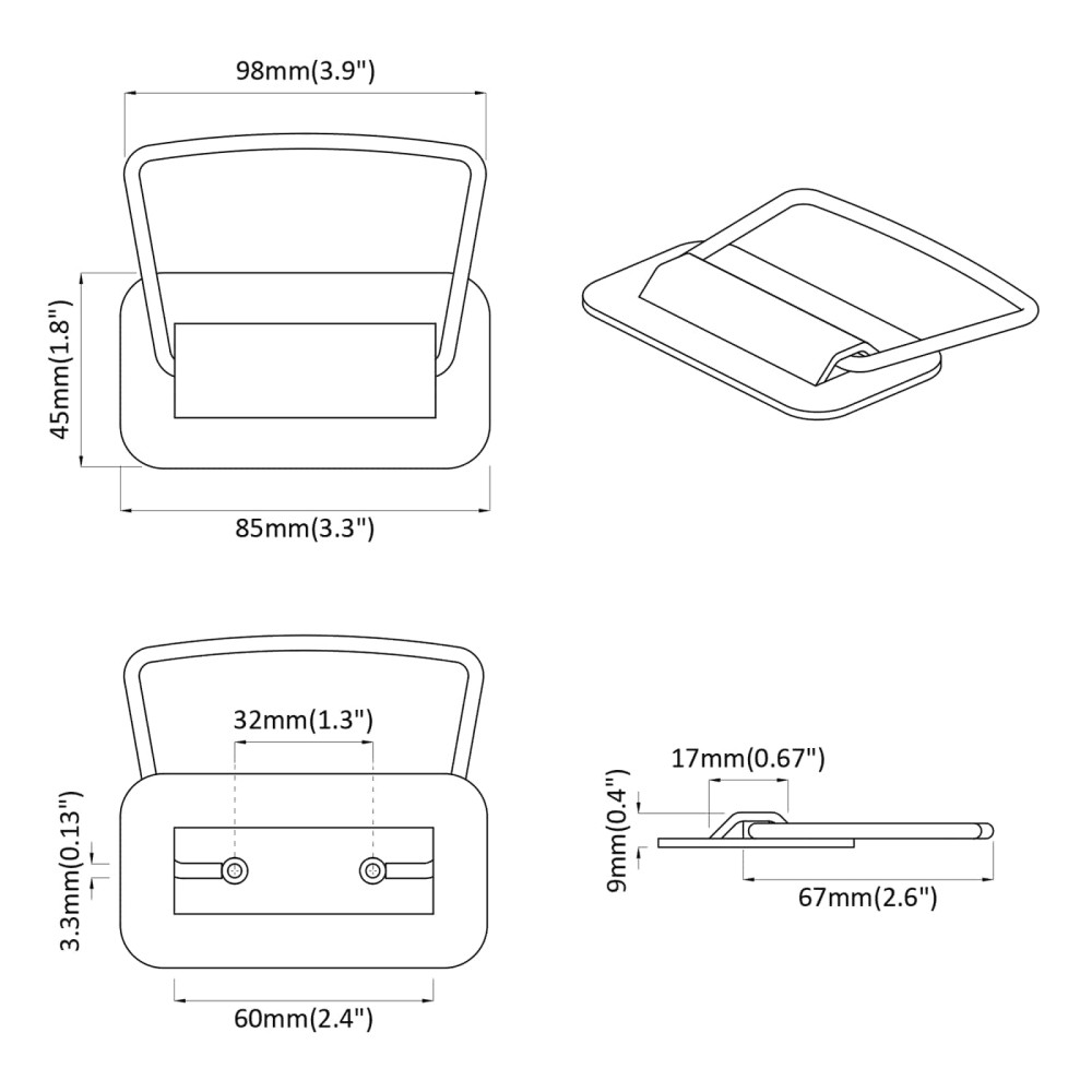 Produktbild för Skåpshandtag 12 pcs Svart 85 x 45 mm Metall