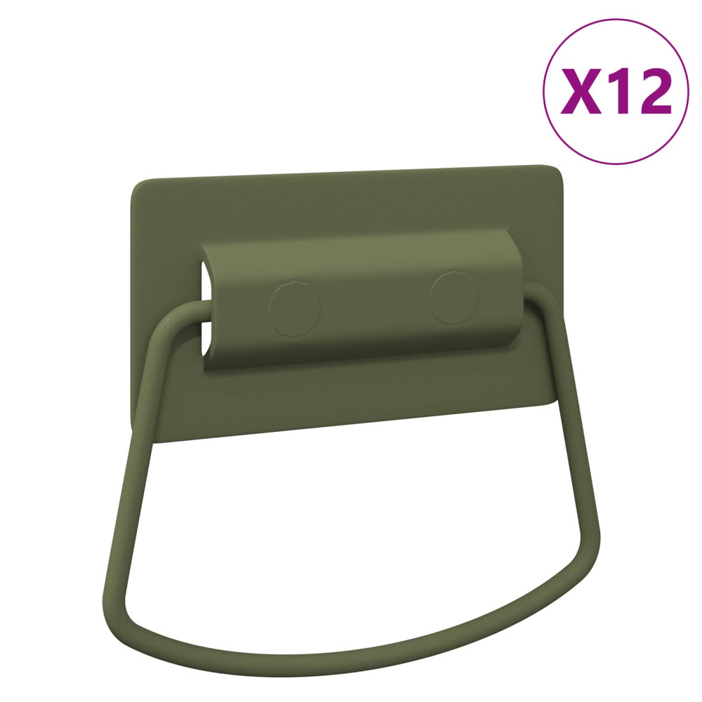 Produktbild för Skåpshandtag 12 pcs Olivgrön 85 x 45 mm Metall