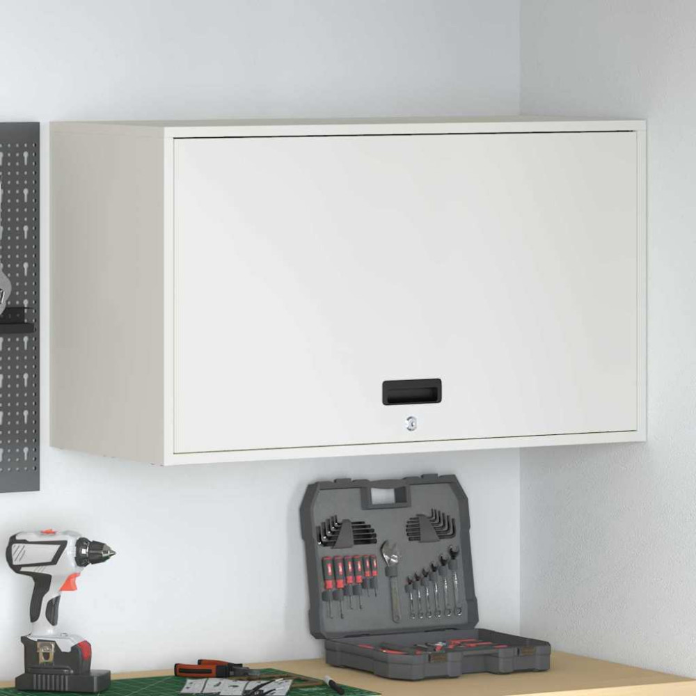 Produktbild för Vägghylla för garage Vit 90 x 40 x 53 cm Pulverlackerad stål