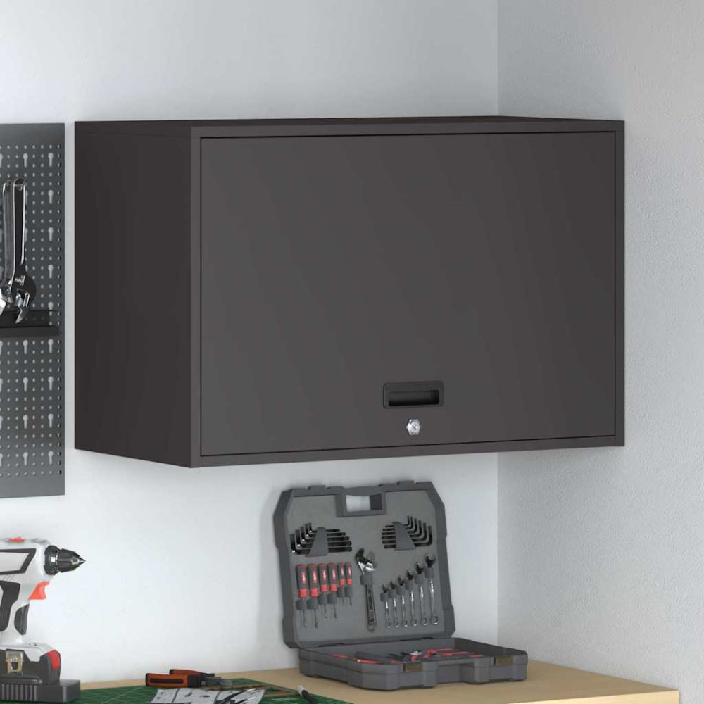 Produktbild för Vägghylla för garage Svart 80 x 40 x 53 cm Pulverlackerad stål