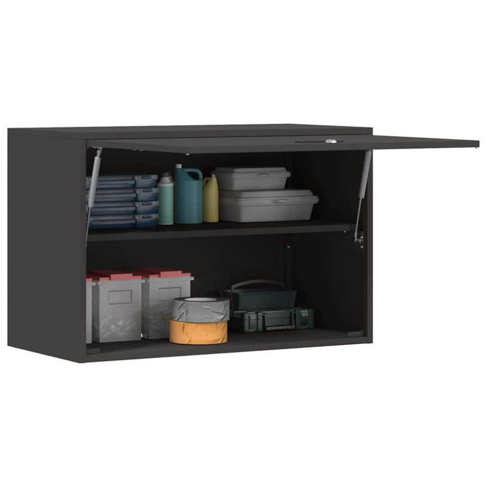 Produktbild för Vägghylla för garage Svart 80 x 40 x 53 cm Pulverlackerad stål