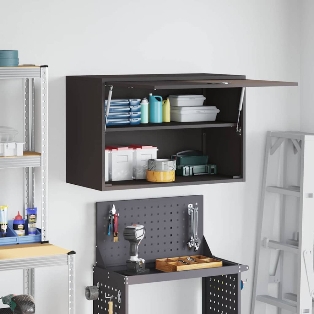 Produktbild för Vägghylla för garage Svart 80 x 40 x 53 cm Pulverlackerad stål