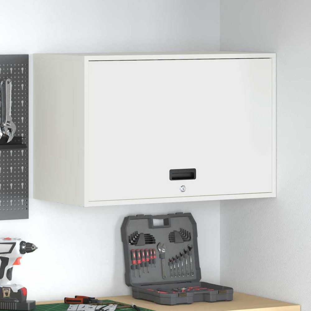 Produktbild för Vägghylla för garage Vit 80 x 40 x 53 cm Pulverlackerad stål