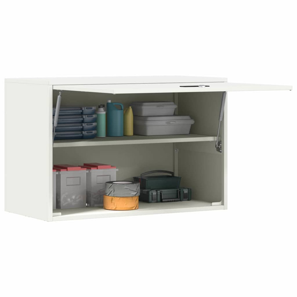 Produktbild för Vägghylla för garage Vit 80 x 40 x 53 cm Pulverlackerad stål