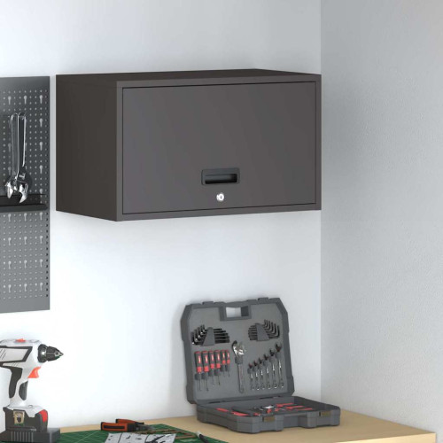 vidaXL Vägghylla för garage Svart 60 x 33 x 35 cm Pulverlackerad stål