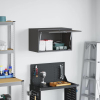 Produktbild för Vägghylla för garage Svart 60 x 33 x 35 cm Pulverlackerad stål