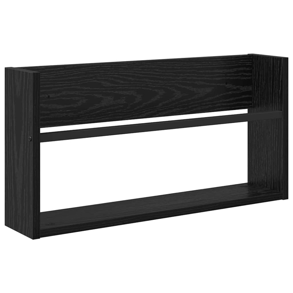 Produktbild för Tidningshylla Svart Ek 60 x 12 x 30 cm Konstruerat trä