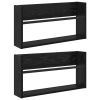 Produktbild för Tidningshylla 2 pcs Svart Ek 60 x 12 x 30 cm Konstruerat trä