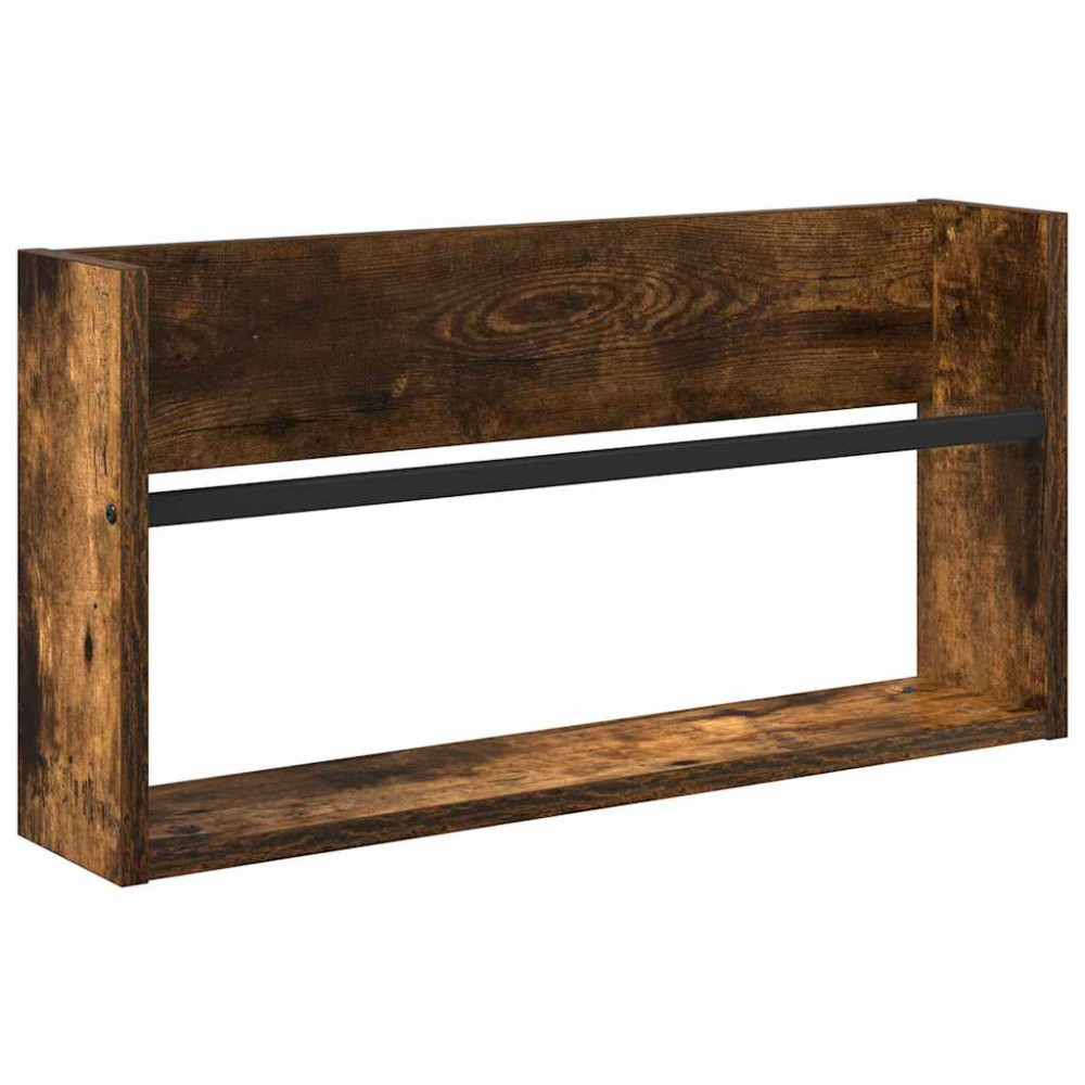 Produktbild för Tidningshylla med hylla Rökt ek 60 x 12 x 30 cm Konstruerat trä
