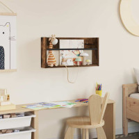 Produktbild för Tidningshylla med hylla Rökt ek 60 x 12 x 30 cm Konstruerat trä