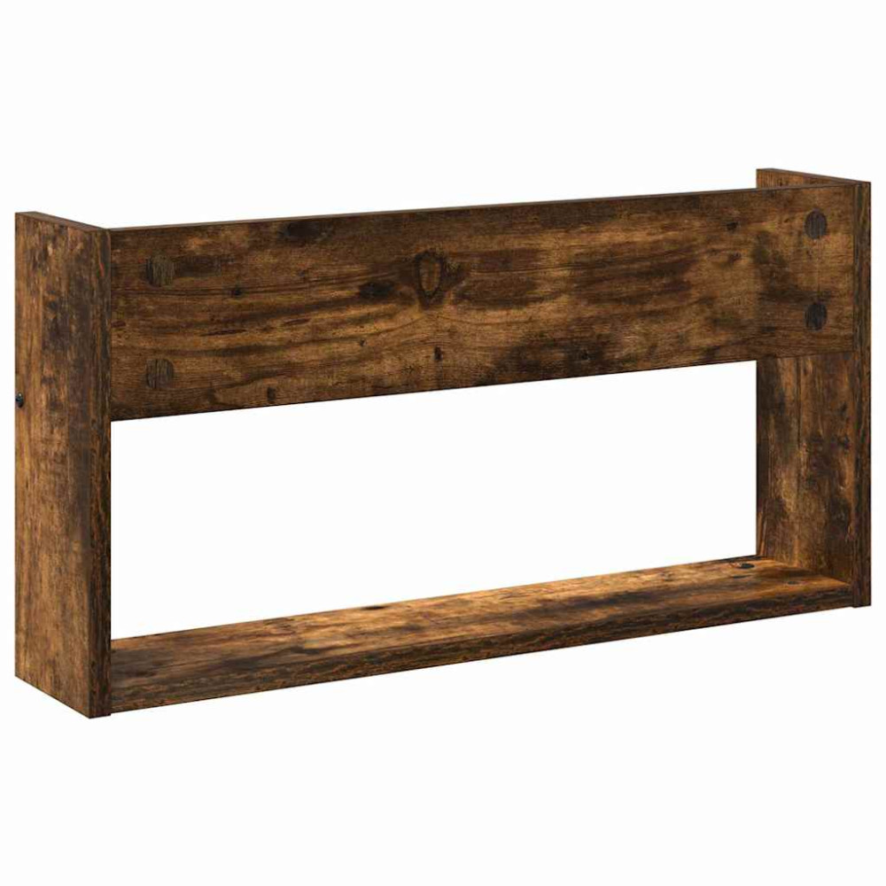Produktbild för Tidningshylla med hylla Rökt ek 60 x 12 x 30 cm Konstruerat trä