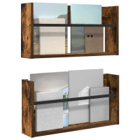 Produktbild för Tidningshylla 2 pcs Rökt ek 60 x 12 x 30 cm Konstruerat trä