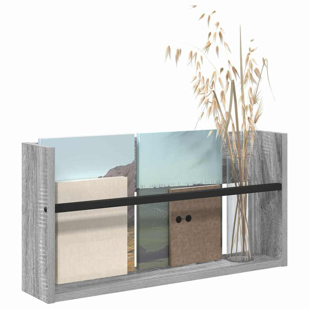 Produktbild för Tidningshylla Grå Sonoma 60 x 12 x 30 cm Konstruerat trä