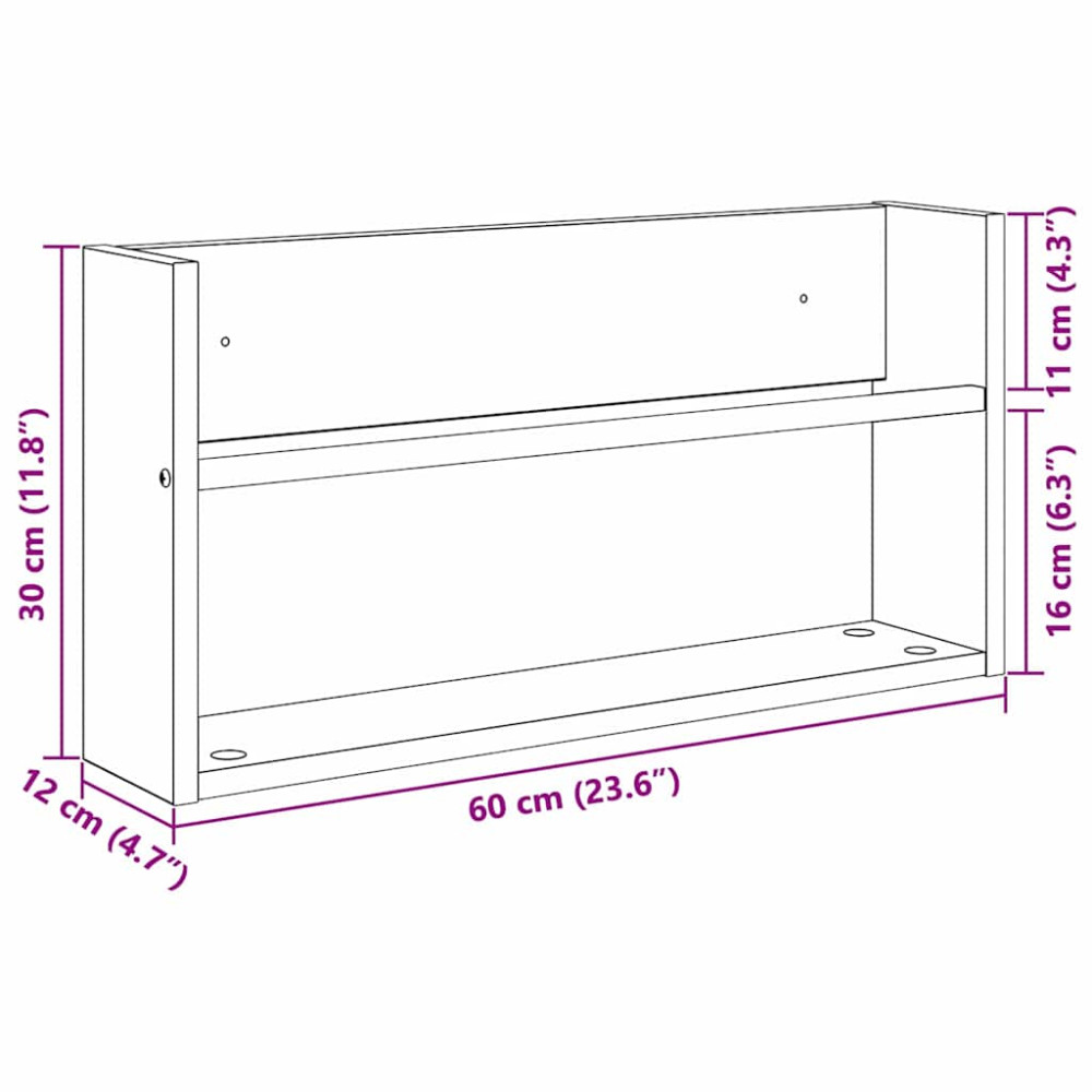 Produktbild för Tidningshylla 2 pcs Grå Sonoma 60 x 12 x 30 cm Konstruerat trä