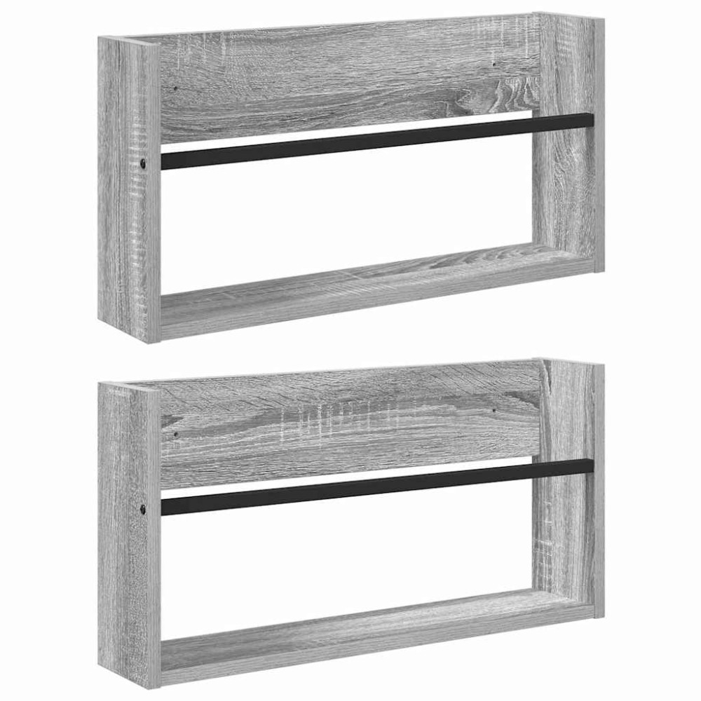 Produktbild för Tidningshylla 2 pcs Grå Sonoma 60 x 12 x 30 cm Konstruerat trä