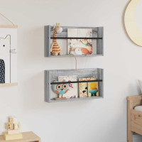 Produktbild för Tidningshylla 2 pcs Grå Sonoma 60 x 12 x 30 cm Konstruerat trä
